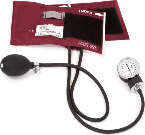PREMIUM ADULT ANEROID SPHYGMOMANOMTER IN CLAMSHELL-BURGUNDY